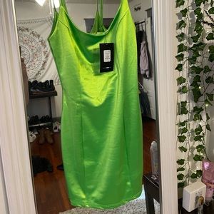 Neon green fashion nova mini dress